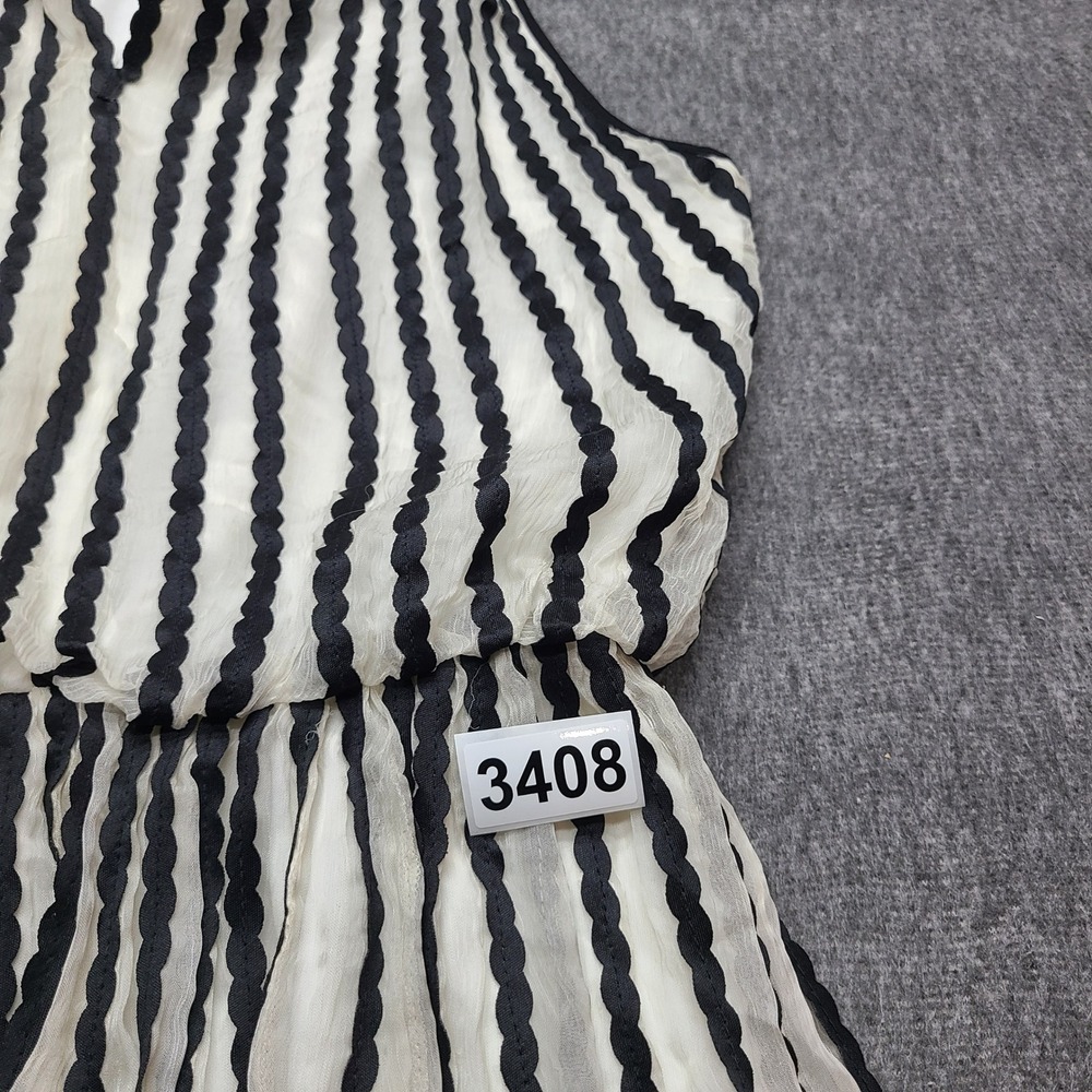 Geisha Designs Anthropologie Dress Womens 6 Black White NEW Wave Stripe Midi - Picture 8 of 10